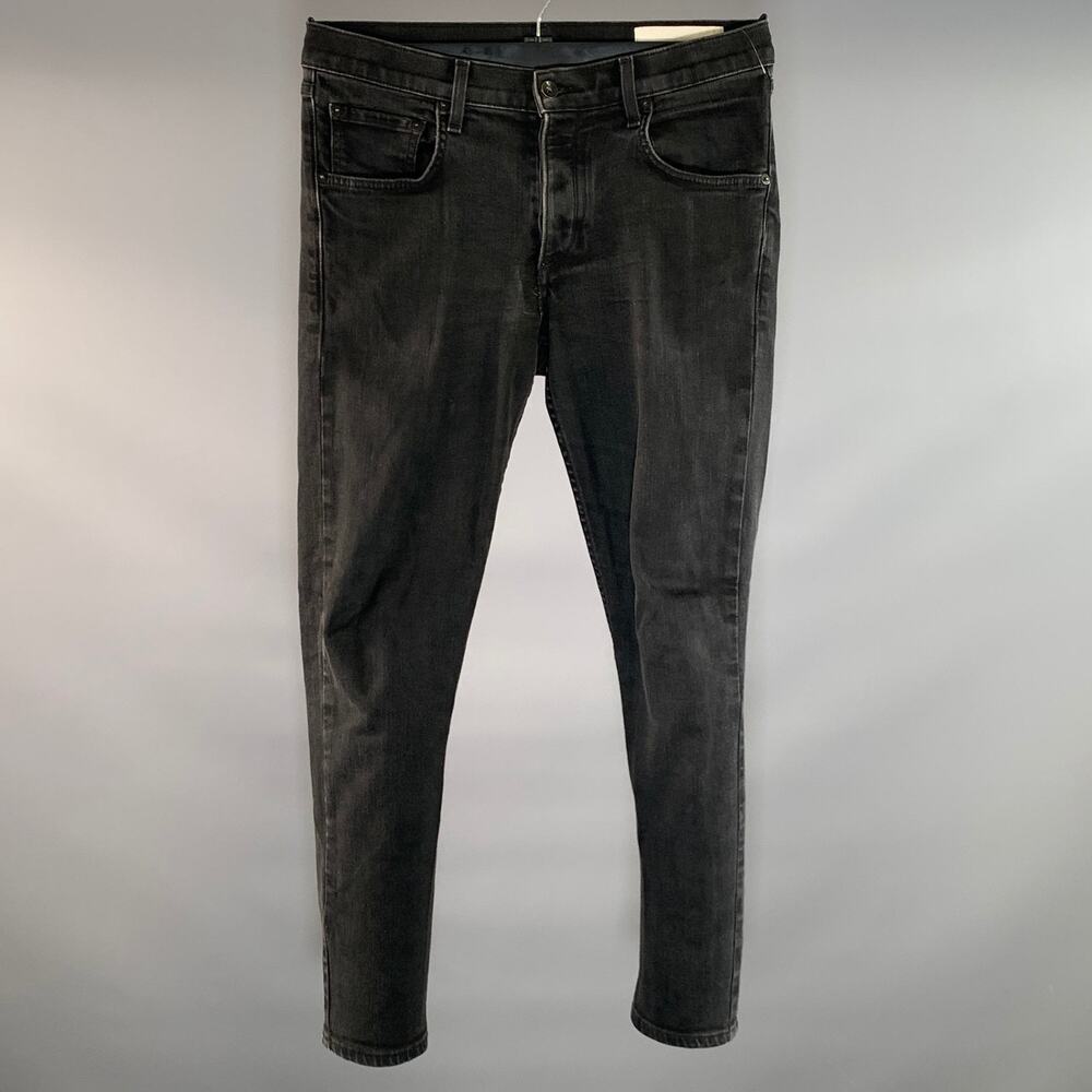 RAG & BONE Size 31 Black Stitched Cotton Blend Button Fly Jeans